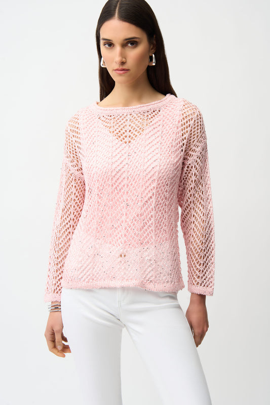SEQUINS YARN LONG SLEEVE KNIT JOSEPH RIBKOFF