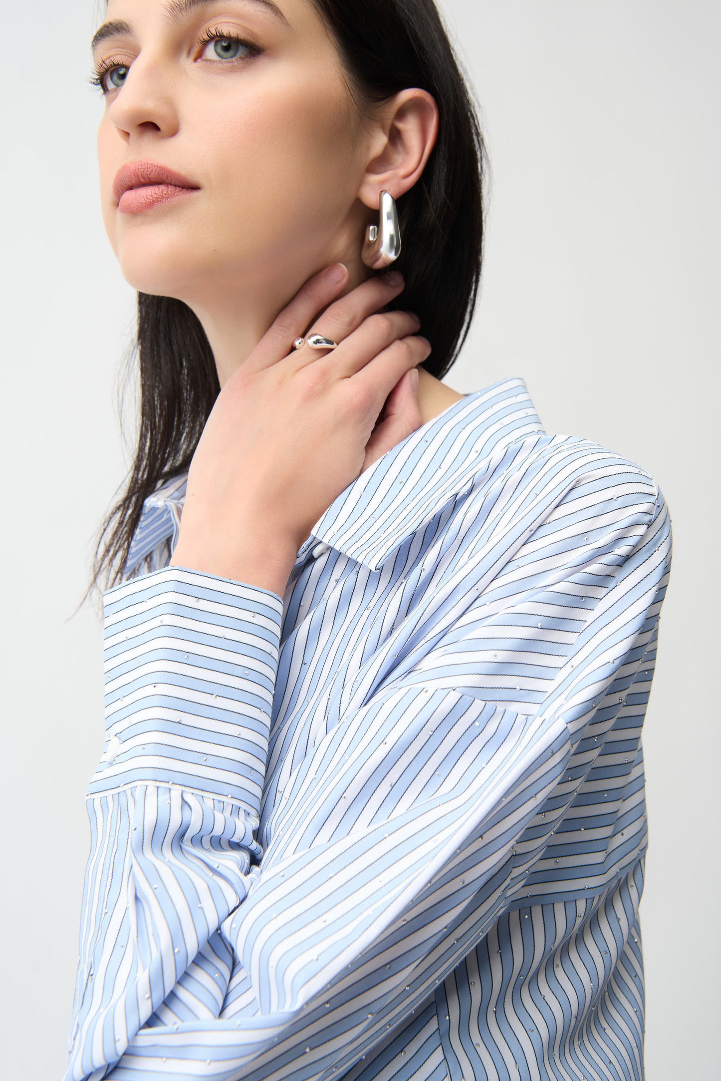 TENCEL STRIPE BOXY BLOUSE JOSEPH RIBKOFF
