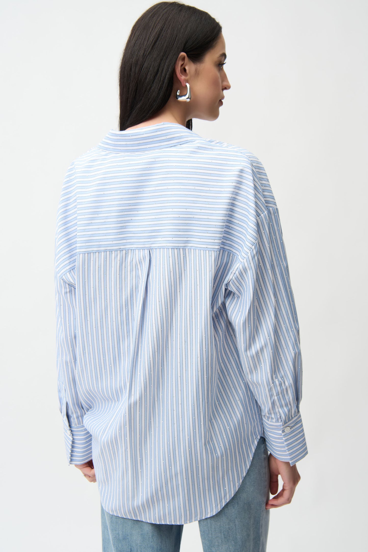 TENCEL STRIPE BOXY BLOUSE JOSEPH RIBKOFF