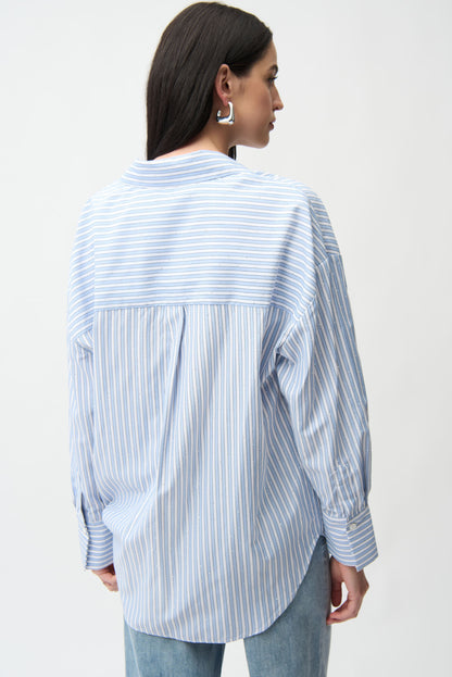 TENCEL STRIPE BOXY BLOUSE JOSEPH RIBKOFF