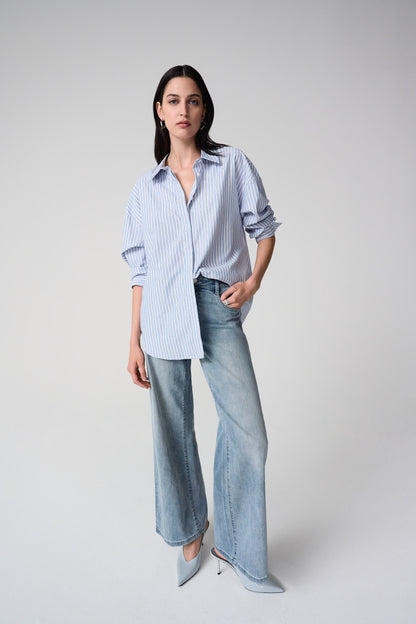 TENCEL STRIPE BOXY BLOUSE JOSEPH RIBKOFF