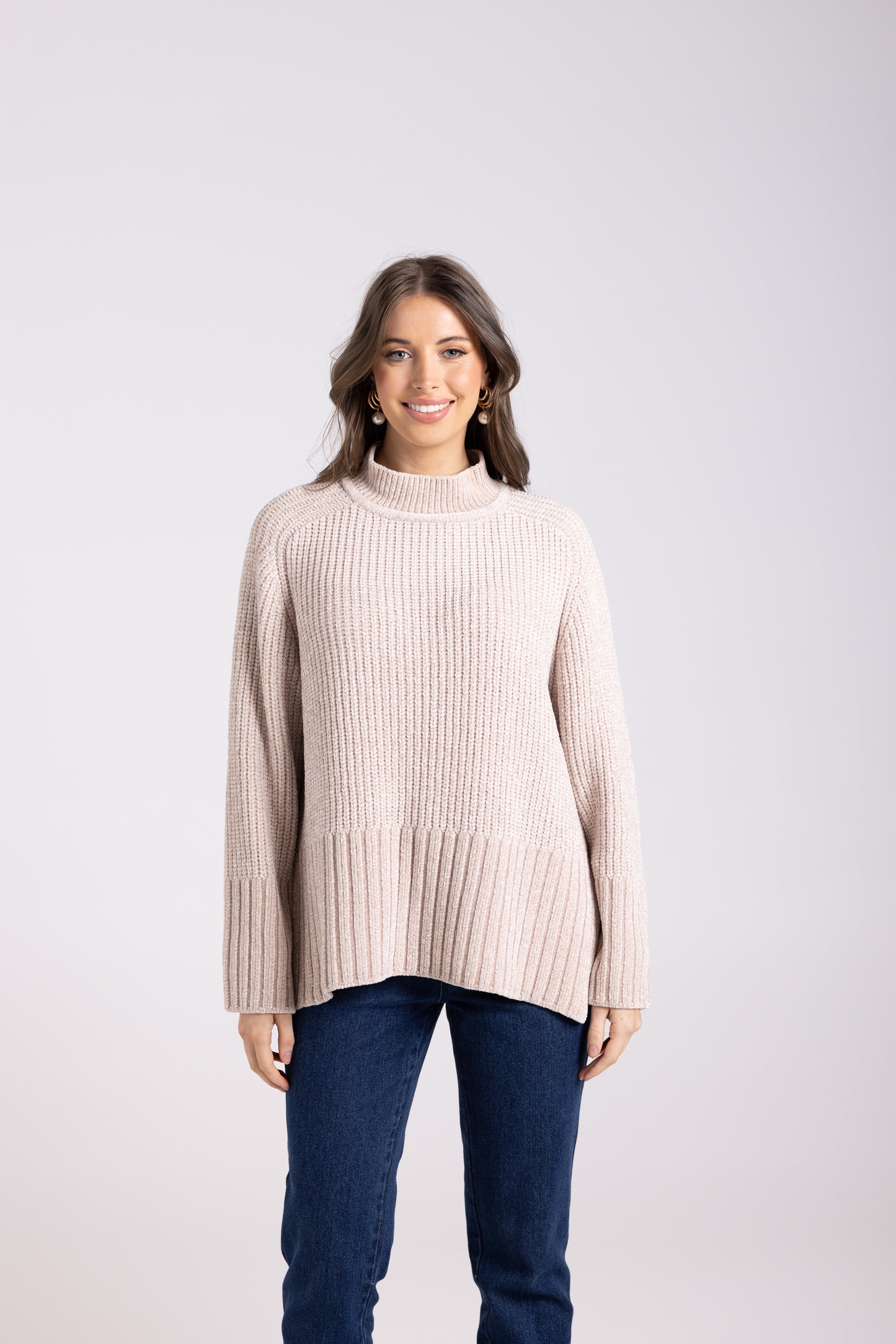 RIB MOCK NECK KNIT TWO T'S3007