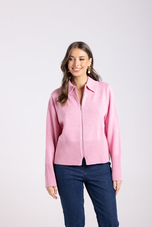 MERINO/COTTON ZIP THROUGH CARDIGAN TWO T'S 3013