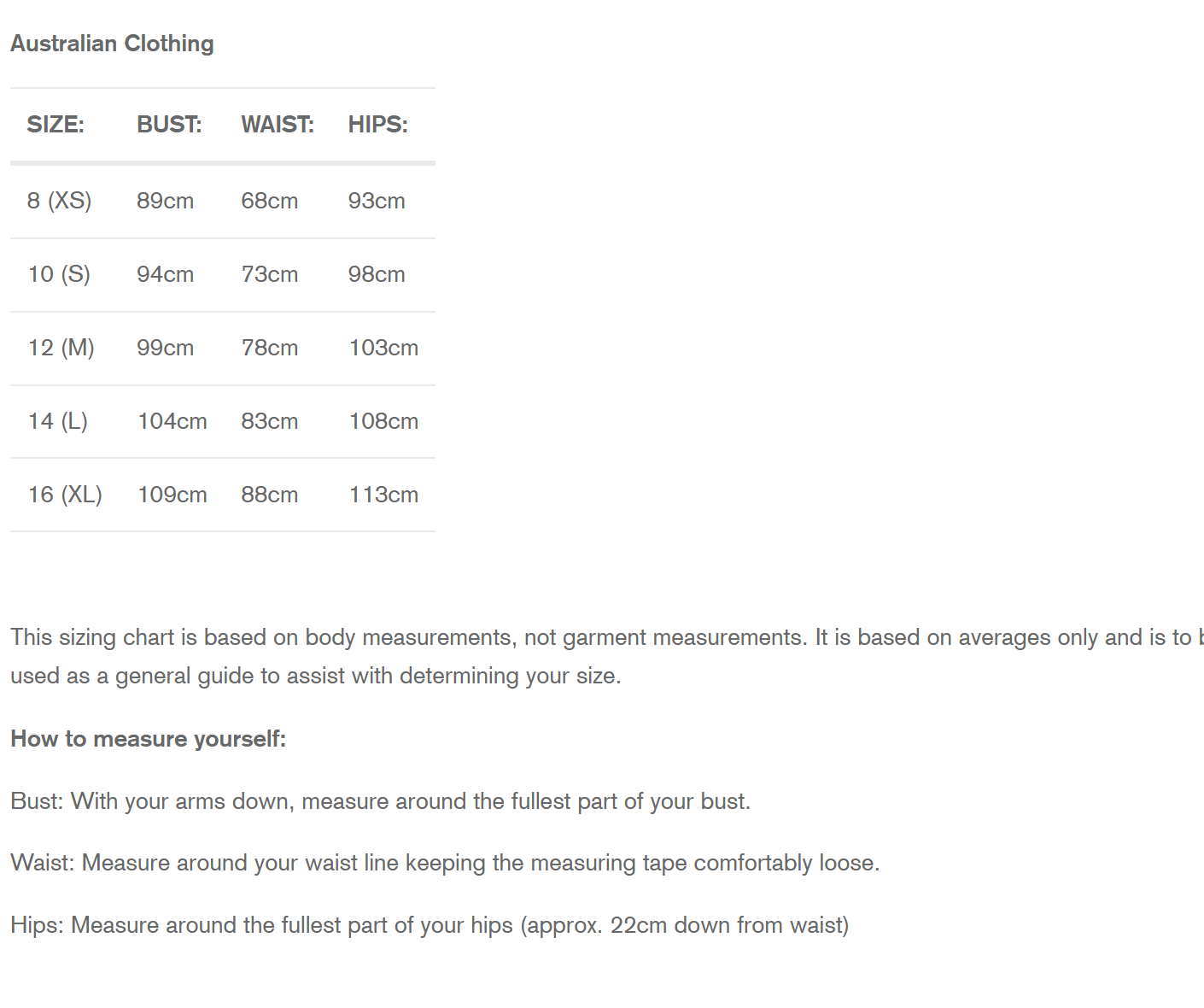 Size Guide
