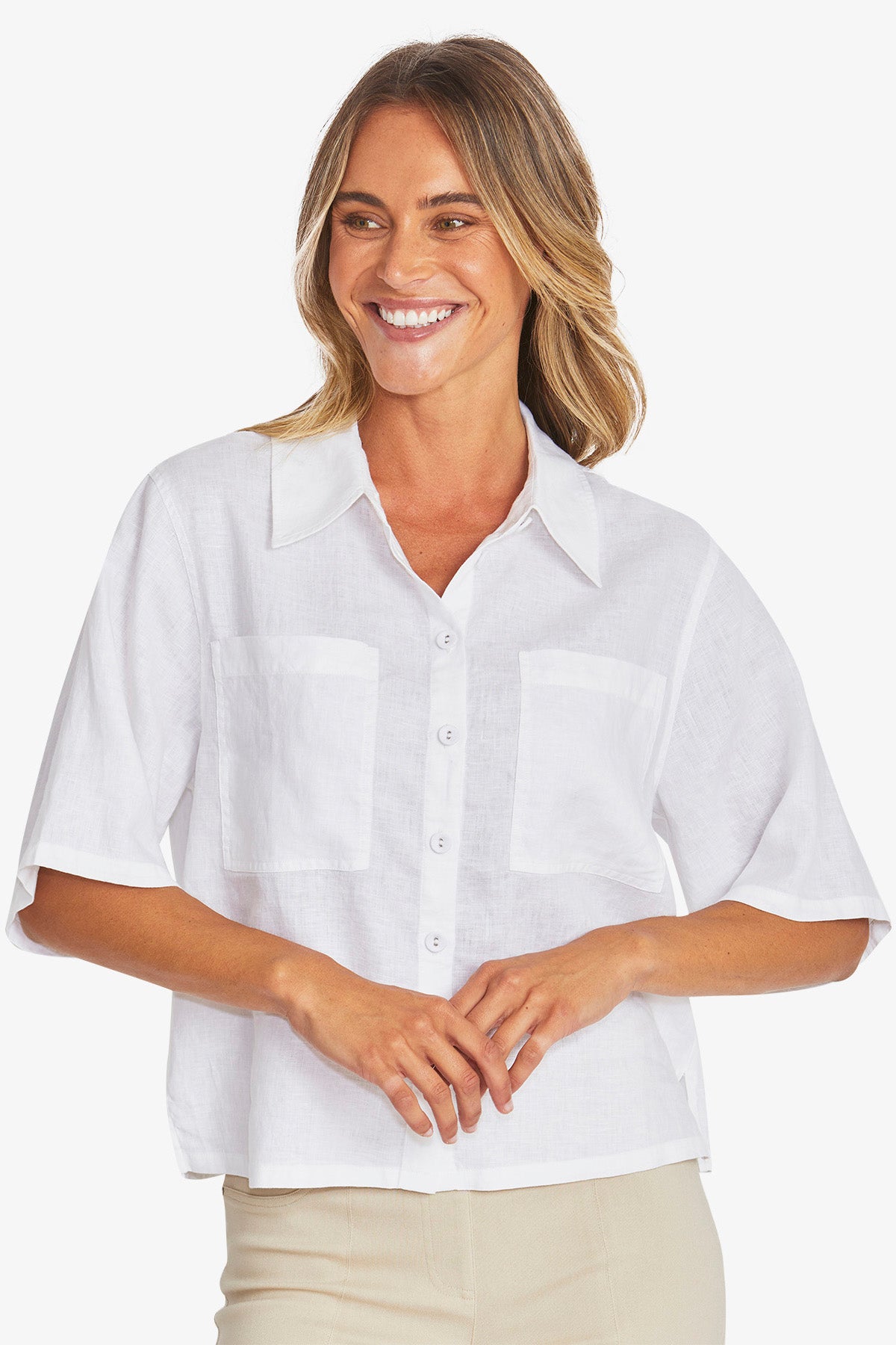 595353 CROP LINEN SHIRT