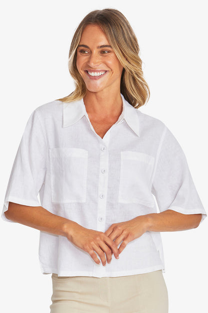 595353 CROP LINEN SHIRT