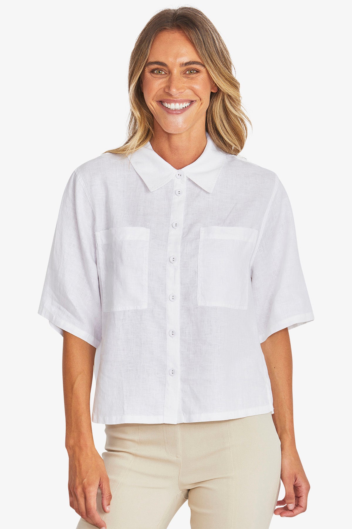 595353 CROP LINEN SHIRT