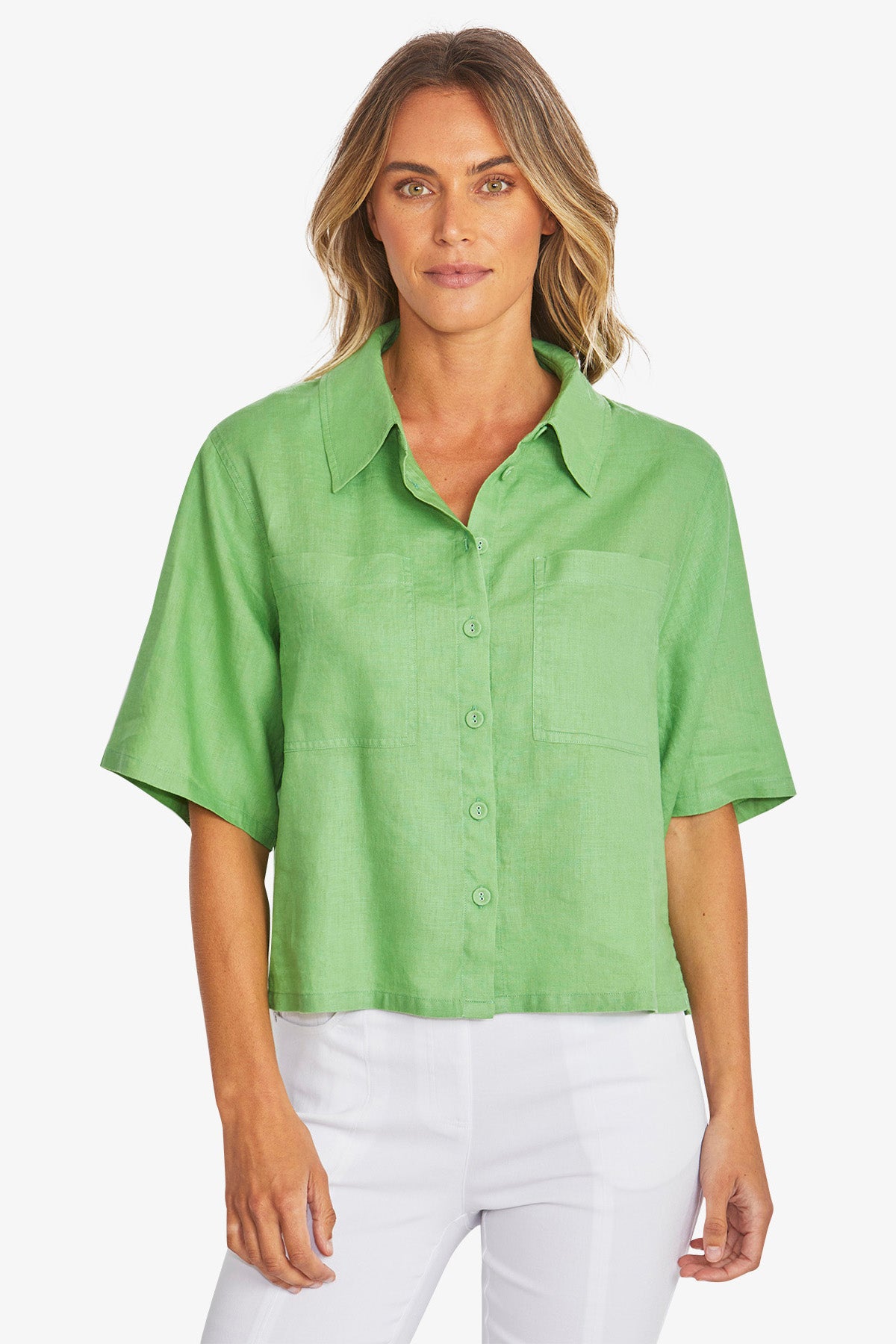 595353 CROP LINEN SHIRT