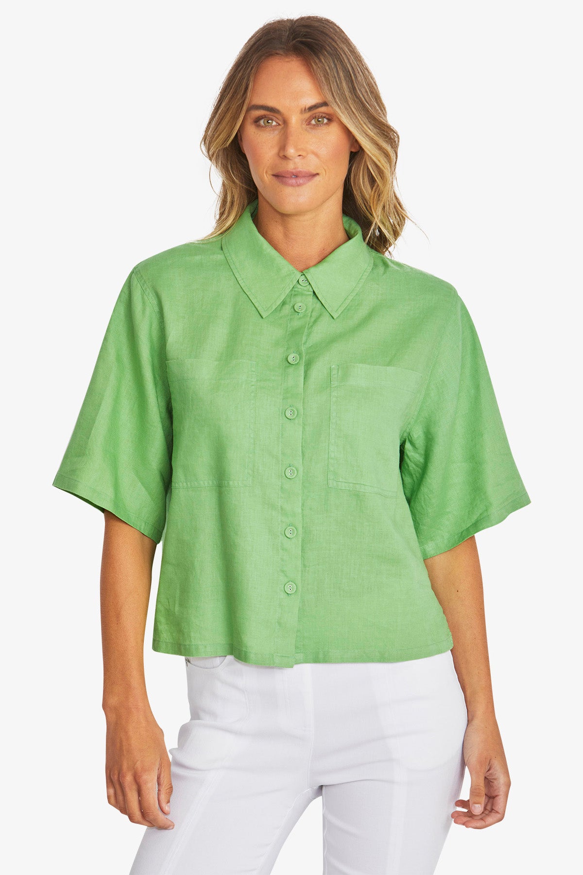 595353 CROP LINEN SHIRT